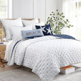 Jenny Mclean Reversible Swiss Dots Blue Queen Coverlet Set - 3 Pieces