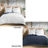 Jenny Mclean Reversible Swiss Dots Blue Queen Coverlet Set - 3 Pieces