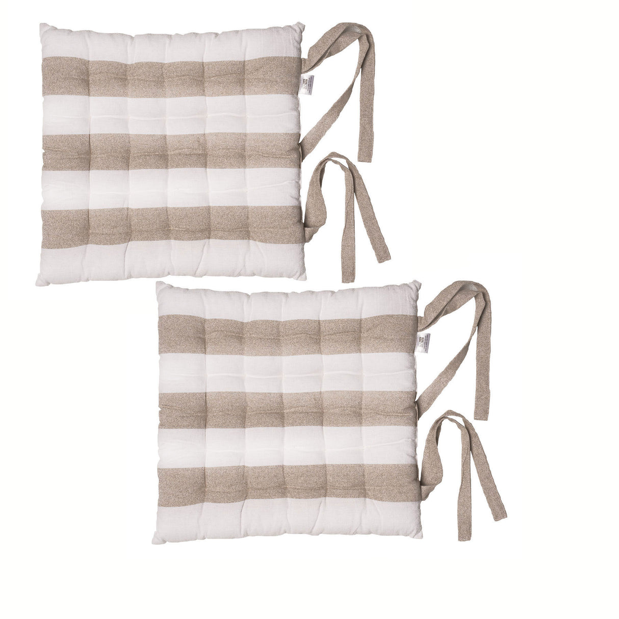 Rans Set of 2 Alfresco Cotton Chair Pads 40x40 cm - Striped Bleach Sand