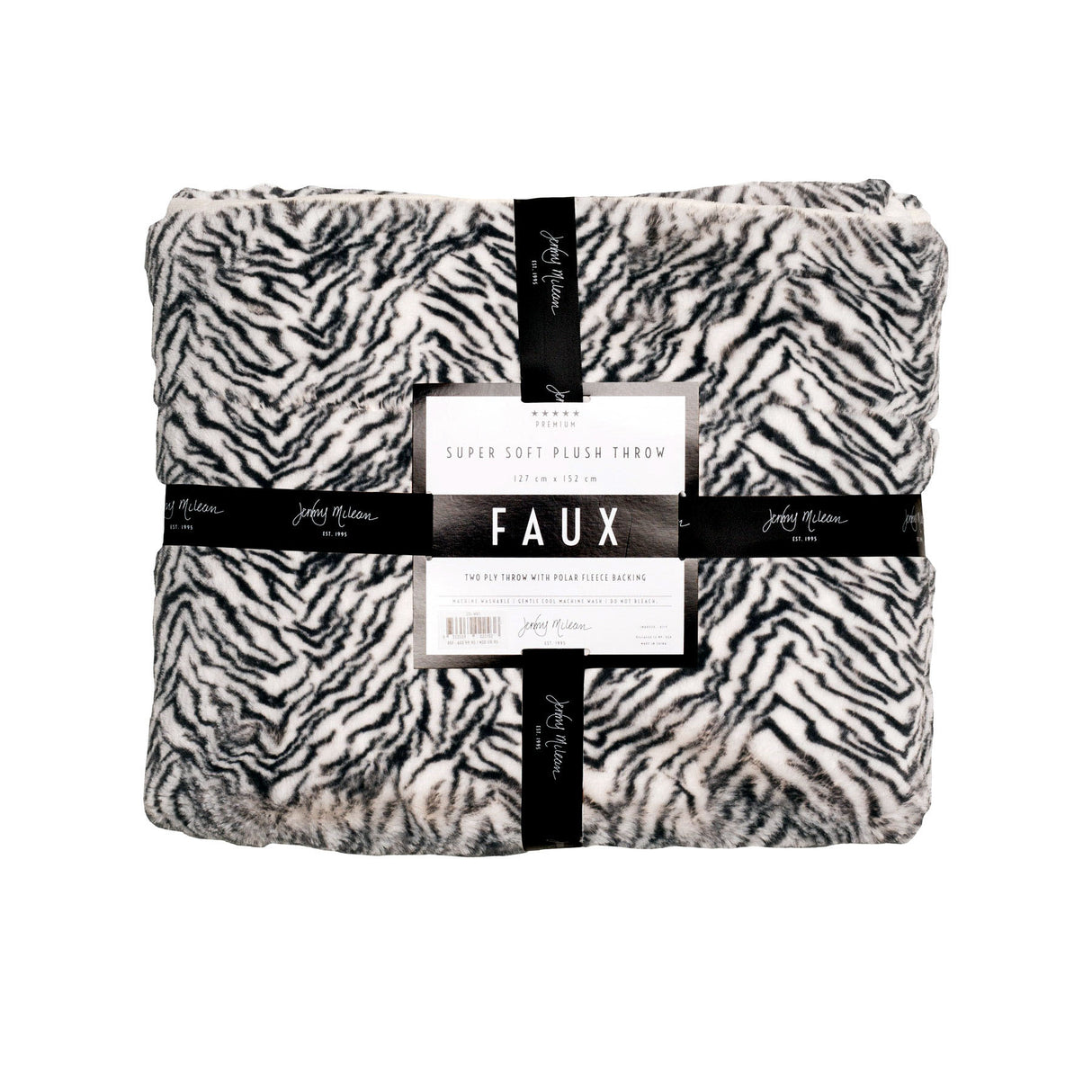 Jenny Mclean 500GSM Cosy Faux Throw 127x152cm - Zebra