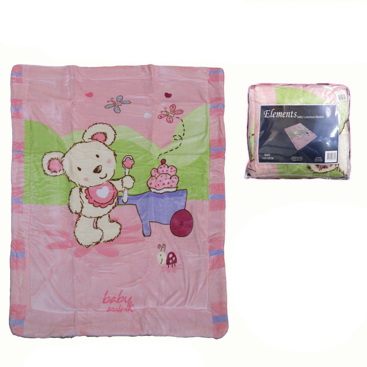 Elements Plush Pink Teddy Coral Fleece Baby Blanket