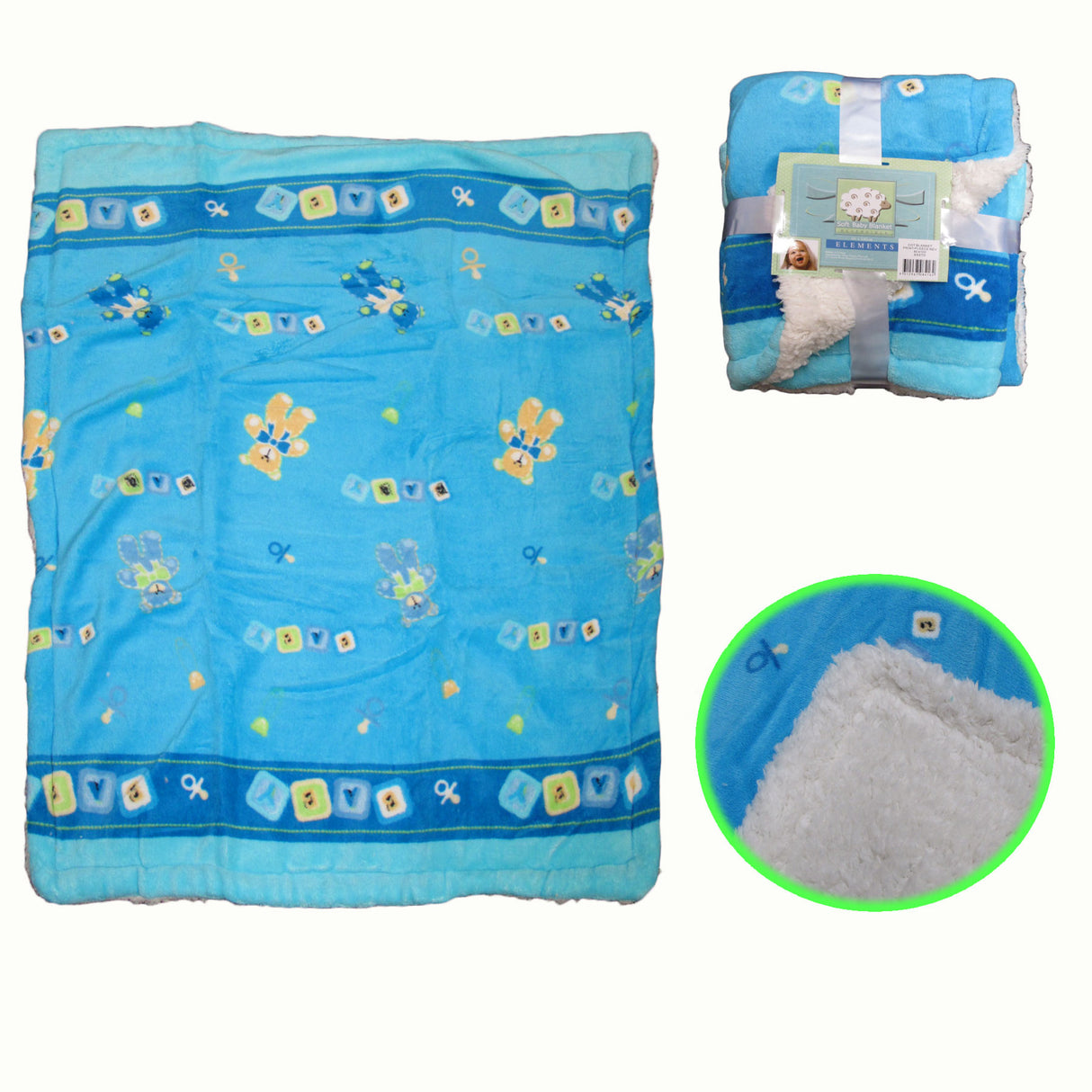 Cozy Blue Baby Blanket with Cute Bear Design - 80 x 100 cm Soft Coral Fleece