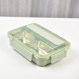 Kylin 304 Stainless Steel 4 Divided Simple Lunch Box with a cultery set - Green