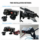 Motorcycle Handlebar Waterproof Dual USB Phone Charger Cigarette Lighter Socket