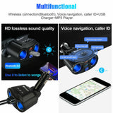 Dual Car Cigarette Lighter Socket Dual USB Charger Adapter Bluetooth5.3 MP3 Player