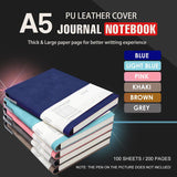 A5 200 Pages Fashion Glued PU Leather Cover Journal Travel Notebook Travellers Diary(Grey)