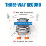 Front and Rear Triple Lens Dash Cam 1080P HD 4-inch touch screen wide-angle lens