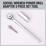 3Pc Universal Socket Wrench Set Power Drill Adaptor Gator Grip Size 7mm to 19mm