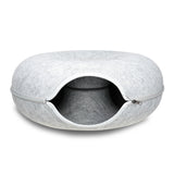 59 x 29cm Cat Tunnel Bed Dark Grey Felt Pet Puppy Nest Cave Toy Light Grey