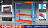 2mx2m Steel Racks Shelves Garage Storage Warehouse Tyre Shelving 1000 Capacity