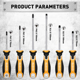 6-Piece Magnetic Screwdriver Set with Non-Slip Handles - Phillips & Slotted, Chromium Molybdenum Steel