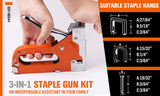 HORUSDY 3in1 Staple Gun Heavy Duty Stapler Fastener Tool Tacker free Staples