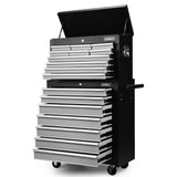 Grey 17 Drawer Tool Box Trolley Cabinet Storage Cart Garage Toolbox Organiser