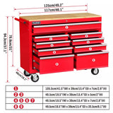 9 Drawers Tool Box Chest Cabinet Trolley Box Garage Storage Toolbox Red 1000lbs