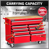 9 Drawers Tool Box Chest Cabinet Trolley Box Garage Storage Toolbox Red 1000lbs