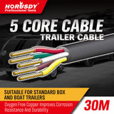 5 Core Oxygen-Free Copper Trailer Cable - 30M Automotive & Caravan Wire Coil