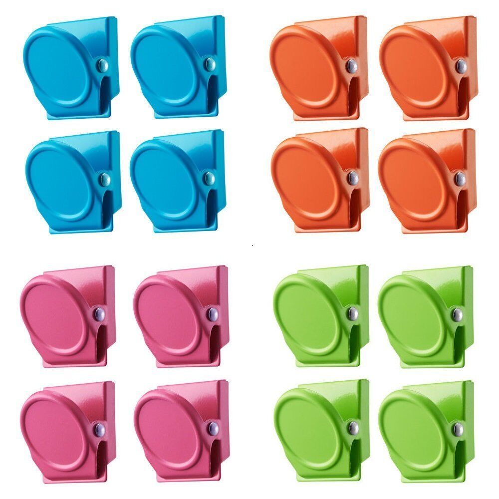 16Pc Magnetic Spring Clamps Magnet Refrigerator Clips Note Holder Fridge Tips