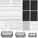 127Pc Pegboard Hooks Set Storage Baskets Organizer Hanger Inc. 4 Small Peg Board