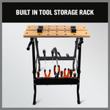 Foldable Work Bench Mobile Sawhorse Garage Trestle Wood Cutting Anti-slip Table