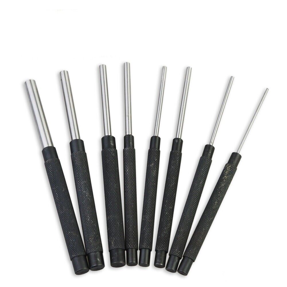 8Pc Heavy Duty Long Pin Punch Set 2.4 to 10mm Drift Roll Nail Steel Flat End New