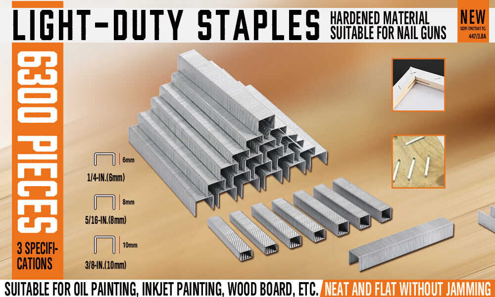 6300Pc Door Shaped Staples Nails 6/8/10mm Staple Gun Stapler Refills Upholstery