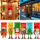 Christmas Hanging Banner Flag Door Window Décor Santa Reindeer Snowman Ornaments, Set of 6