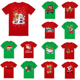 100% Cotton Christmas T-shirt Adult Unisex Tee Tops Funny Santa Party Custume, Car with Reindeer (Red), L - Front View