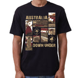 100% Cotton Australia Down Under Souvenir T-Shirt Unisex Adult Iconic Tee Top, Black, S