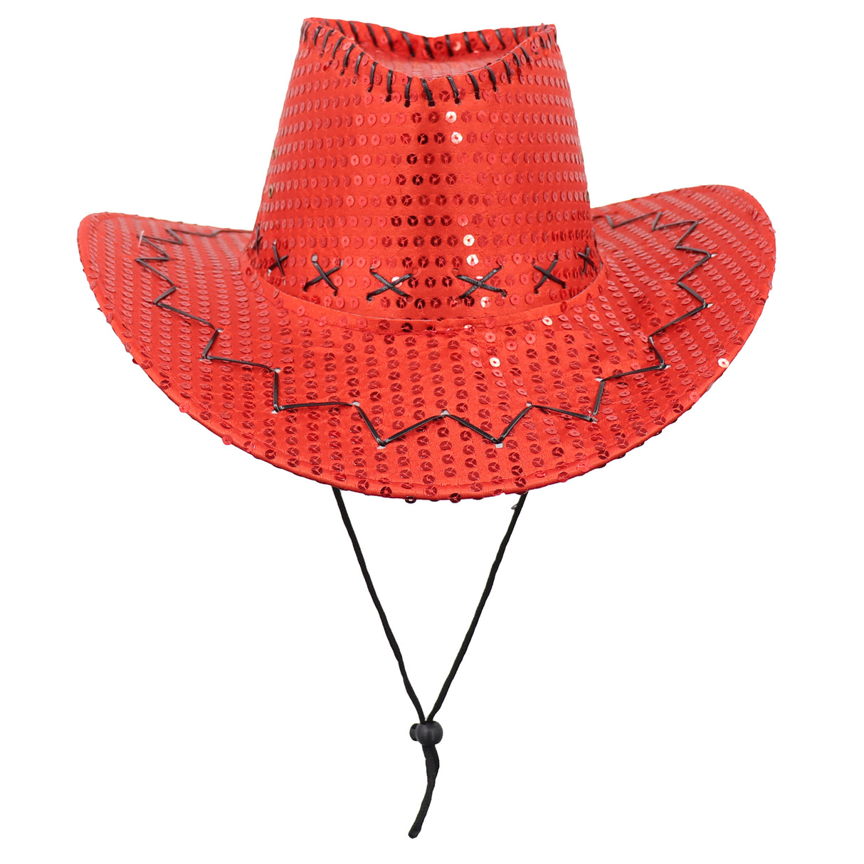 Sequin Cowboy Hat Glitter Cap Western Trilby Shiny Cowgirl Dress Up Party Wear, Red