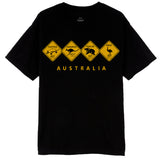 Adult Unisex 100% Cotton T Shirt Australia Wildlife Road Sign Souvenir Tee Tops, Black, 3XL