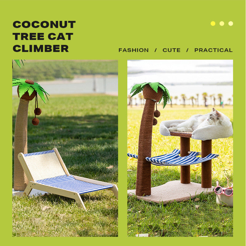 Wood coconut tree hammock cat bed dog bed cat scratching post toy pet nest