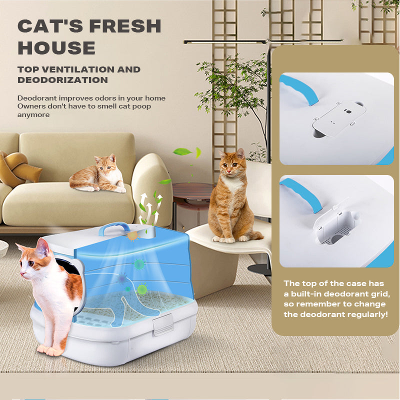 Large Foldable Cat Litter Box Plastic Toilet Easy Cleaning