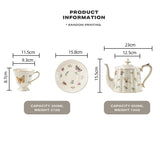 French coffee cup and saucer teapot set - Side View