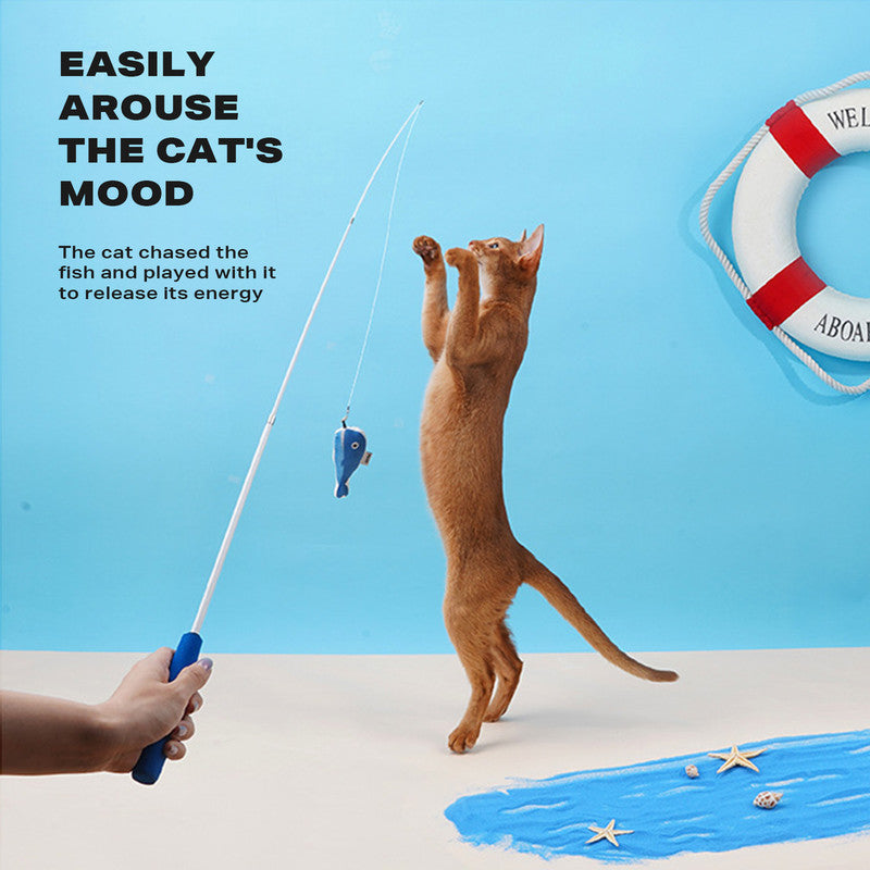 Fishing Rod Tease Cat Stick Cat Supplies Mobile Toy Set