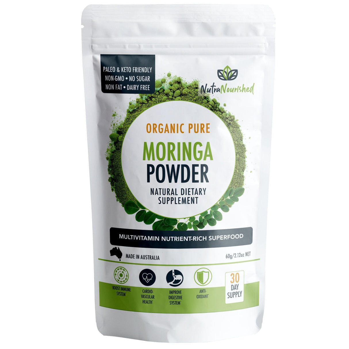 Organic Pure Moringa Leaf Powder 60g