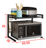 Adjustable Microwave Oven Storage Shelf Black