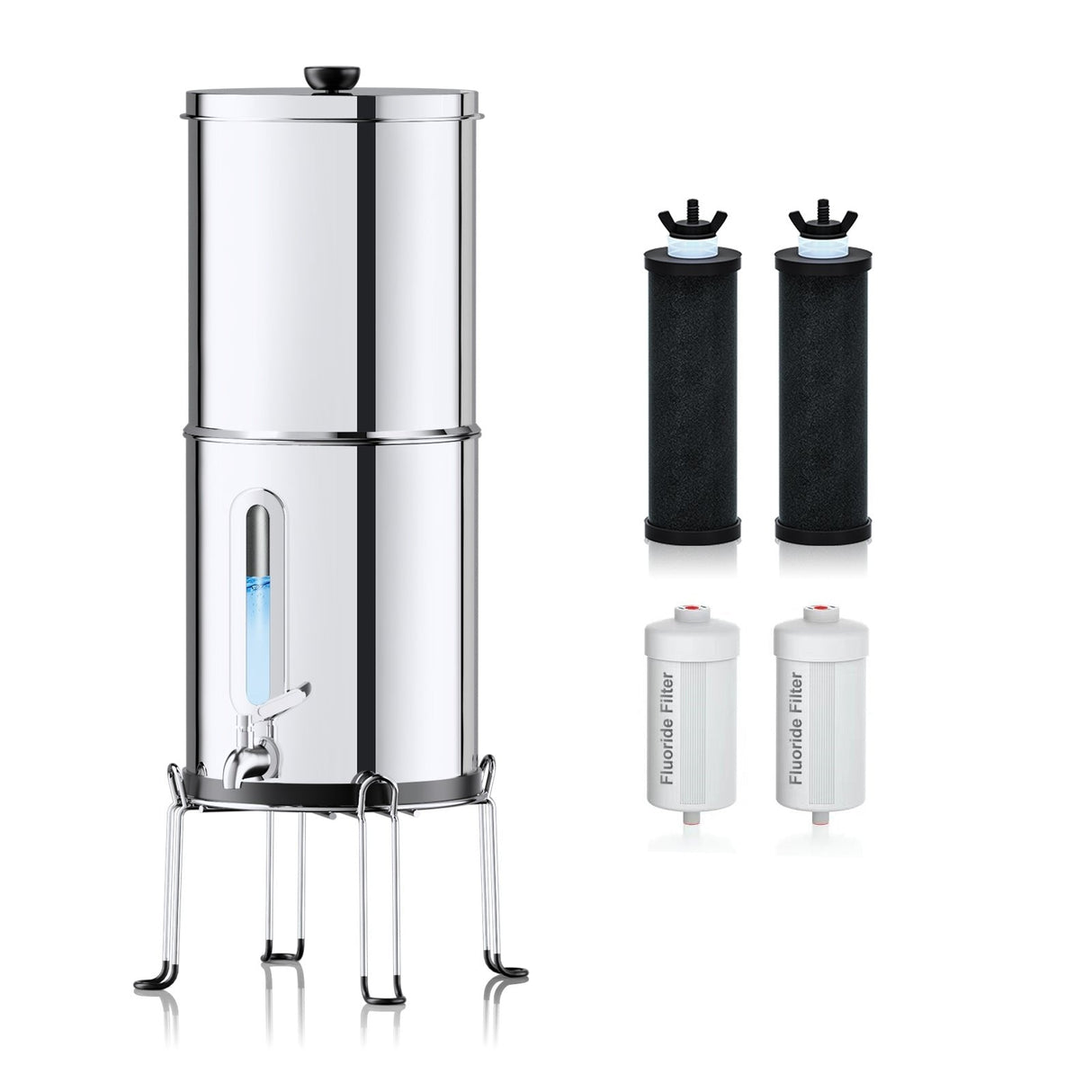 Aimex Portable Water Filter - Gravity-Fed, 304 Stainless Steel, Fluoride Removal