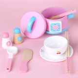 Kids Wooden Kitchen Tea Set Pretend Play