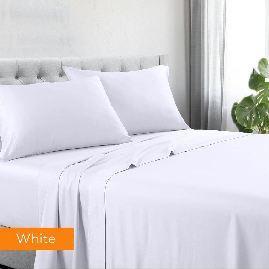 Luxury 1200TC Cotton Blend Sheet Set - Double Size in White