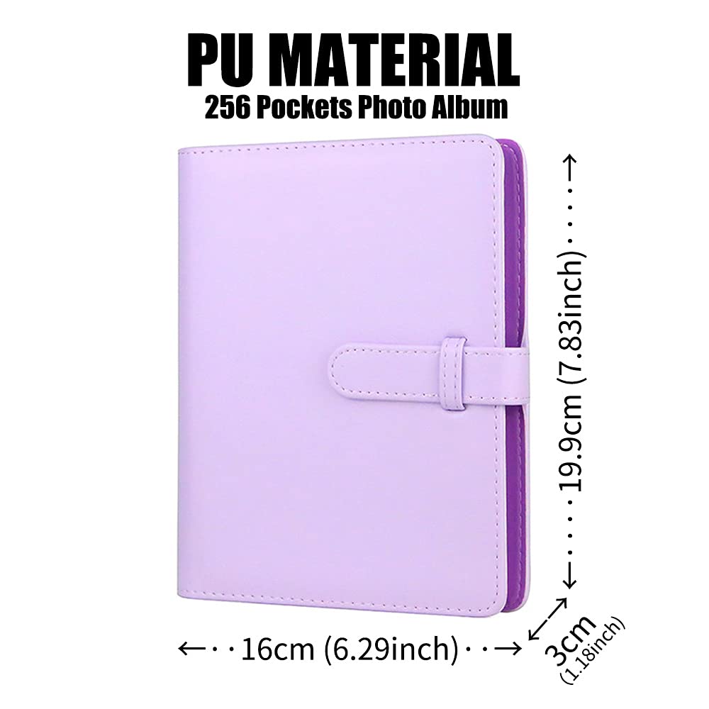 LIFEBEA 256-Pocket Instant Photo Album for Fujifilm Instax Mini & Polaroid Cameras - Purple