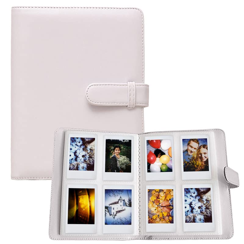 LIFEBEA 256 Pocket Instant Photo Album for Fujifilm Instax Mini Series and Polaroid Cameras - Compact PU Cover (White)