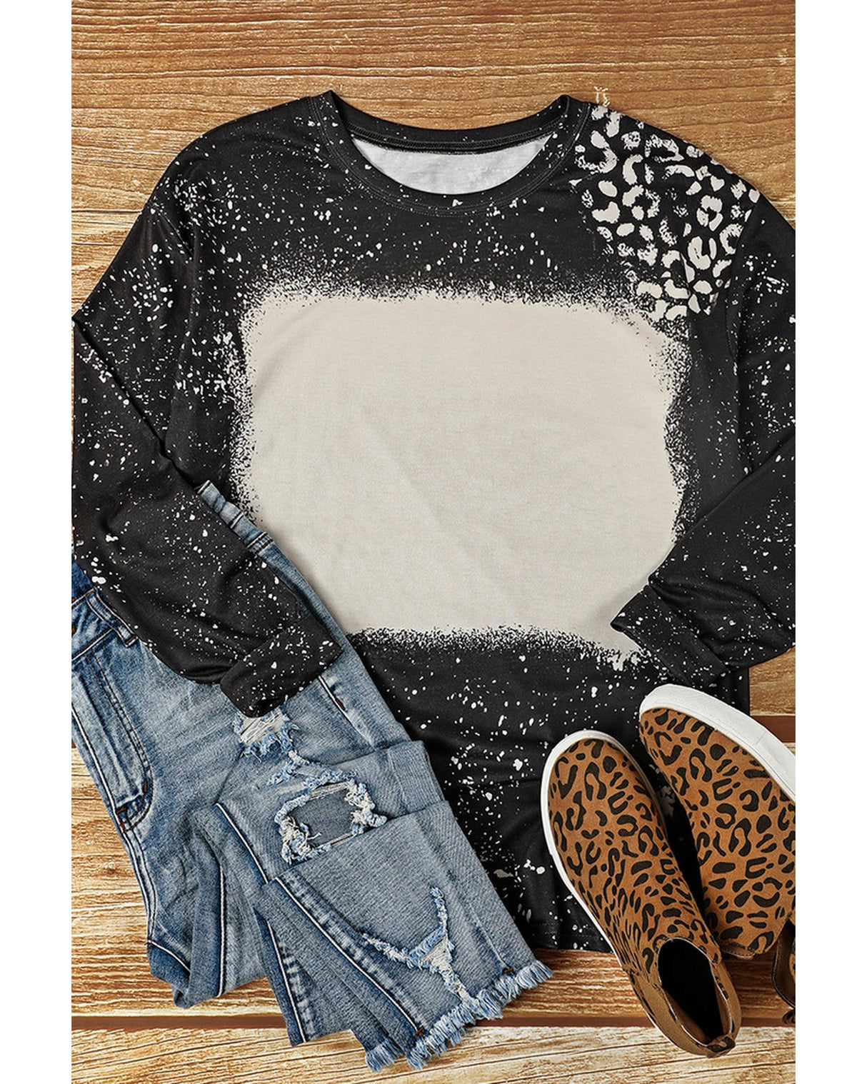 Retro Bleached Leopard Spot Sweater - Large