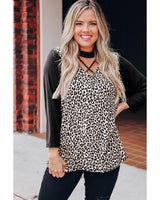 Azura Exchange Chic Leopard Print Crisscross Top - XL