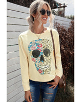 Vintage Leopard Flower Skull Graphic Tee - S