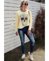 Vintage Leopard Flower Skull Graphic Tee - S