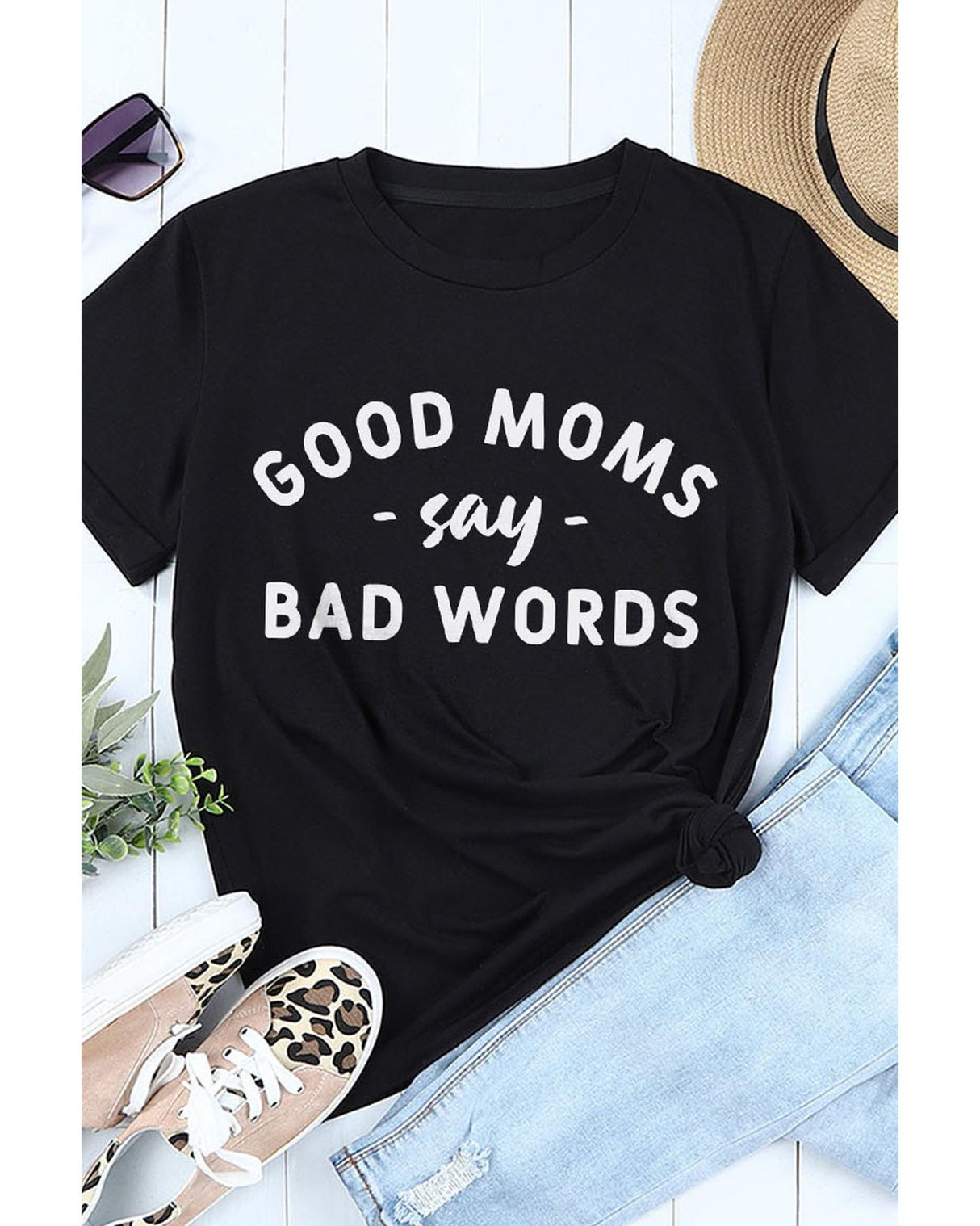 Good Moms Say Bad Words Edgy Graphic Tee - Size S