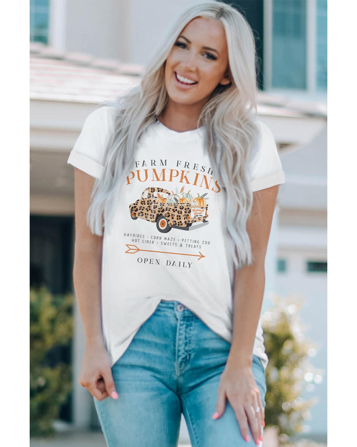 Fresh Pumpkins Leopard Truck Graphic T-Shirt - XL