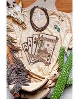 Khaki Western Poker Cards Graphic Tee - 2XL