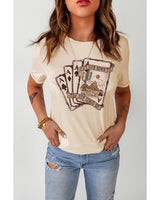 Khaki Western Poker Cards Graphic Tee - 2XL