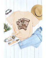 Khaki Western Poker Cards Graphic Tee - 2XL